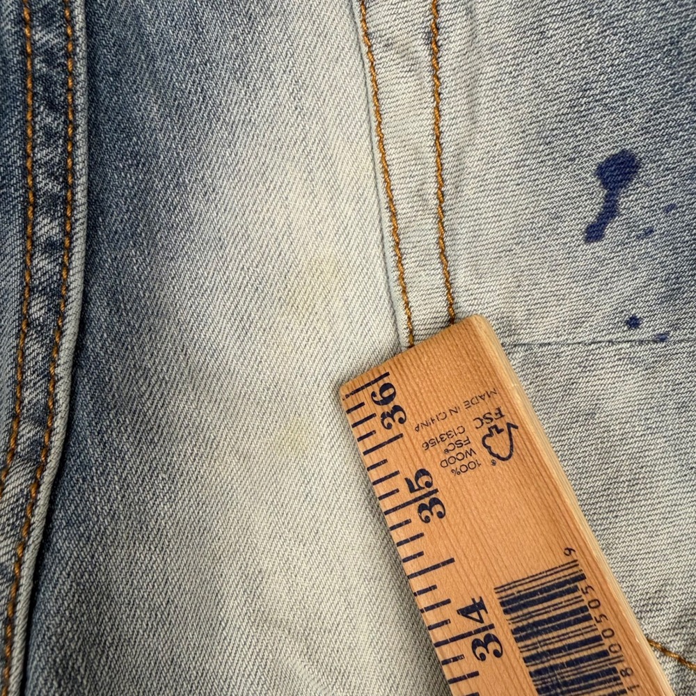 AKOO Mens Distressed Patchwork Jeans Light Wash Paint Splatter Denim Size 38 - Picture 5 of 16